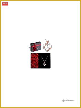 Iefil Rose Heart Initial Necklace 925 Sterling Silver Women's Jewelry Gift